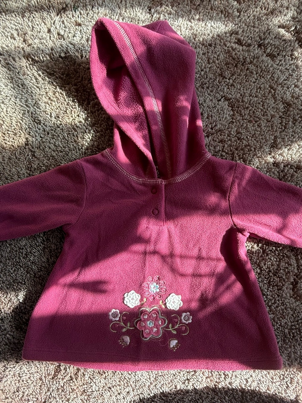 Carter’s Baby Girl Raspberry Pink Fleece Hooded Sweatshirt Pullover | 6 Months